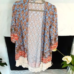 3/$25 Altar'd State boho kimono with fringe size S